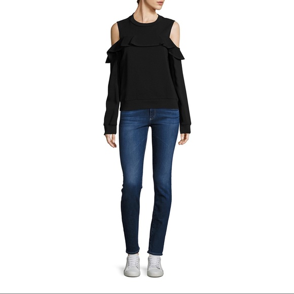 A.L.C. Lindsey Ruffle Cold Shoulder Top Black Women’s 0 - Picture 3 of 16